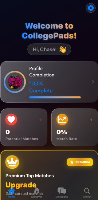 CollegePads Home Dashboard